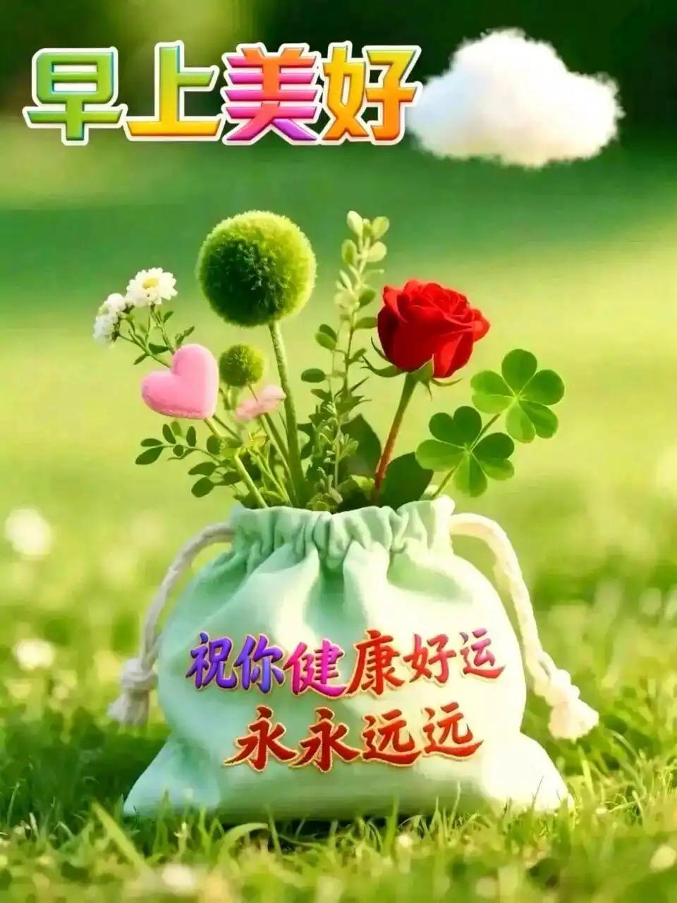 晨光和煦照楼台，
心有阳光好运来。
平安顺遂无烦扰，
岁岁安康笑颜开。

晨曦初