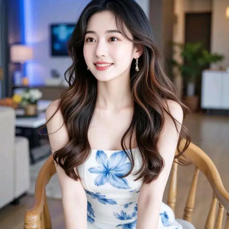 优雅少女坐椅上，笑靥如花，温馨家