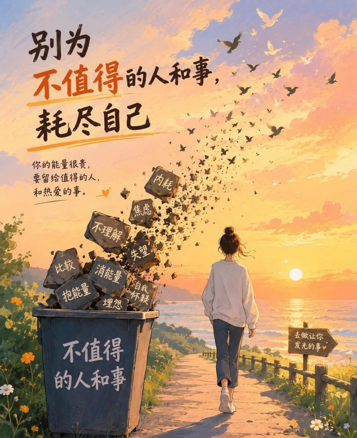 你的时间很贵，情绪很贵，能量更贵。别为不值得的人和事，耗尽自己。不是所有人，都值