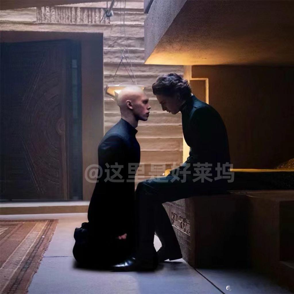 电影《沙丘2》又让我磕到了，疯批表舅给厄崔迪跪下的神P图！这一段给我AI换脸再放