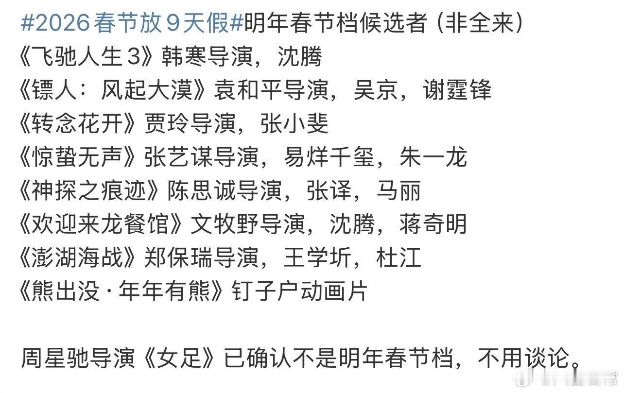 2026年春节档上映影片，想看哪部 