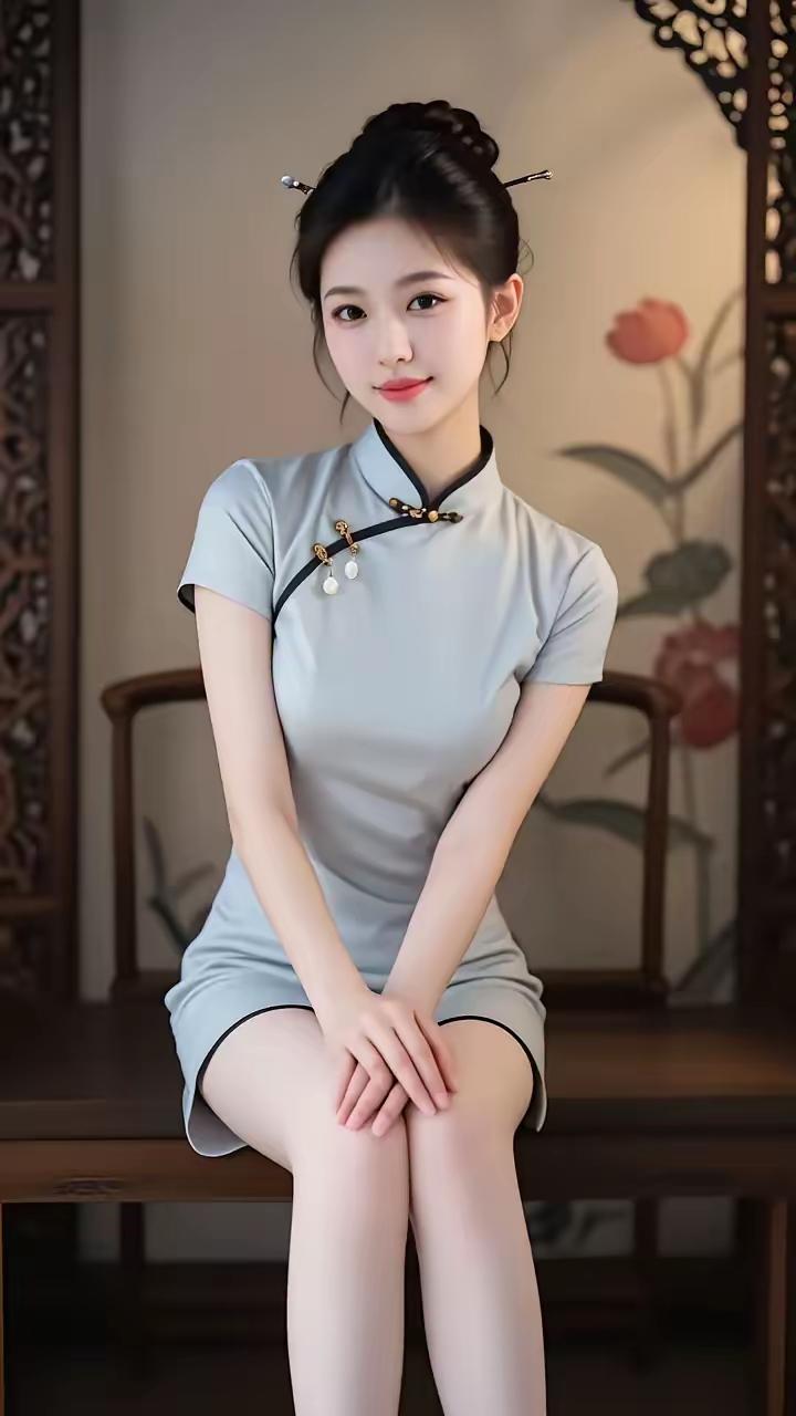 温婉优雅的旗袍美人，古典韵味十足。