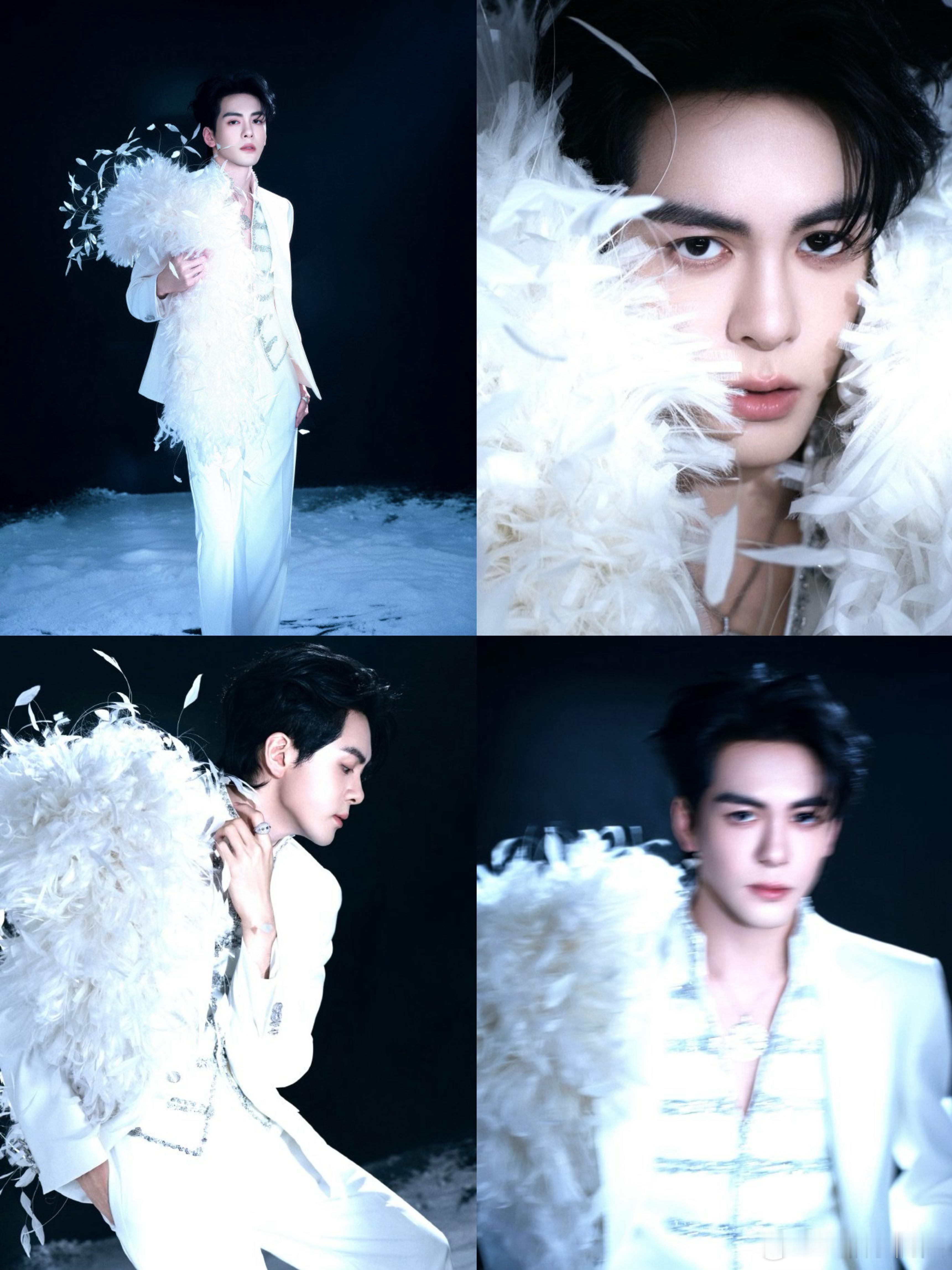 曾舜晞微博之夜出图，白色王子装仙品级别的帅气