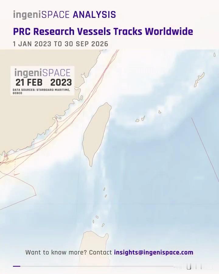 从2023年开始，大陆科考船在台湾岛附近的航线从几乎空白到交织成网，只用了三年不