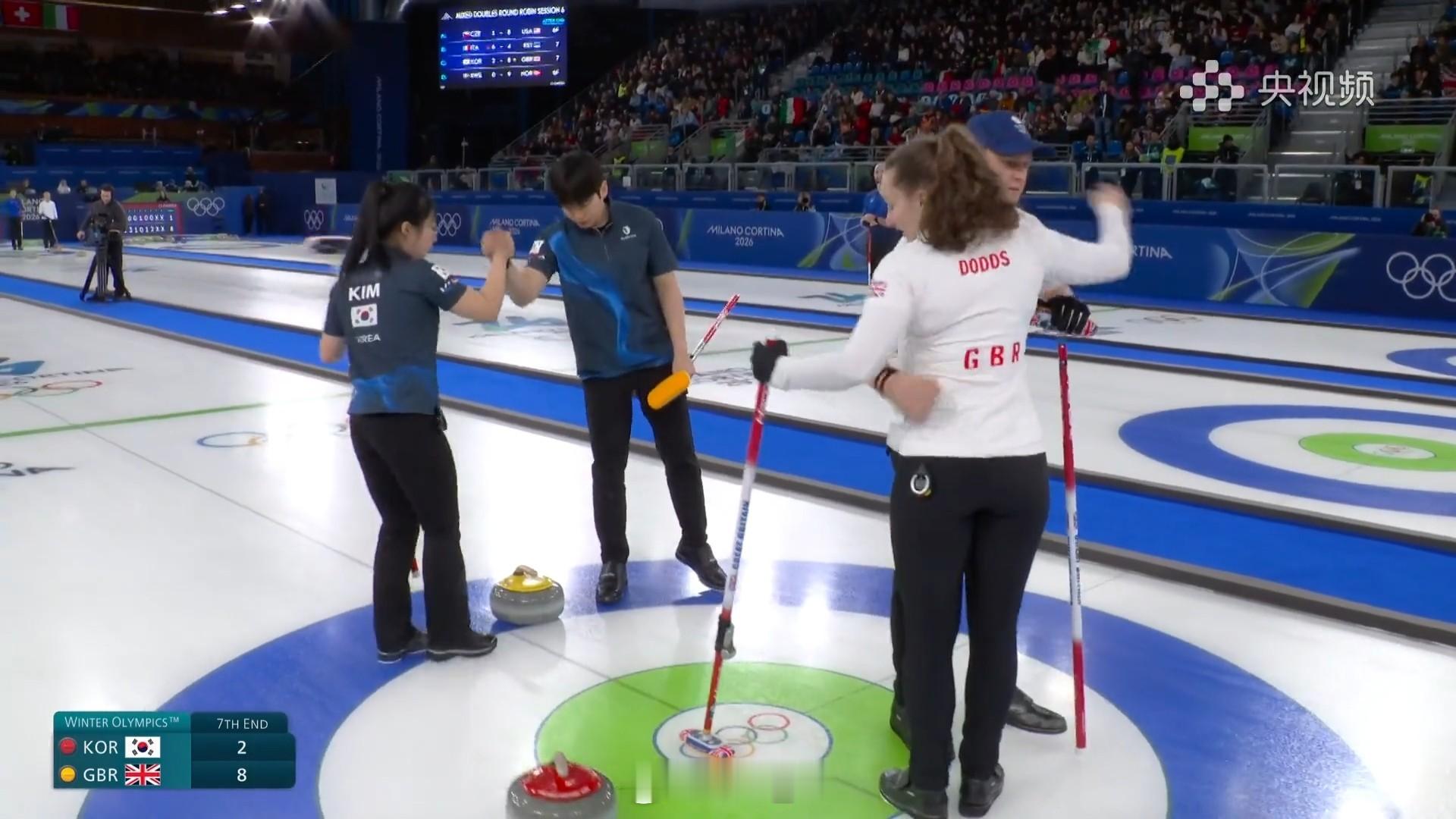 2026年米兰科尔蒂纳冬奥会 英国8-2韩国英国五连胜，韩国四连败 