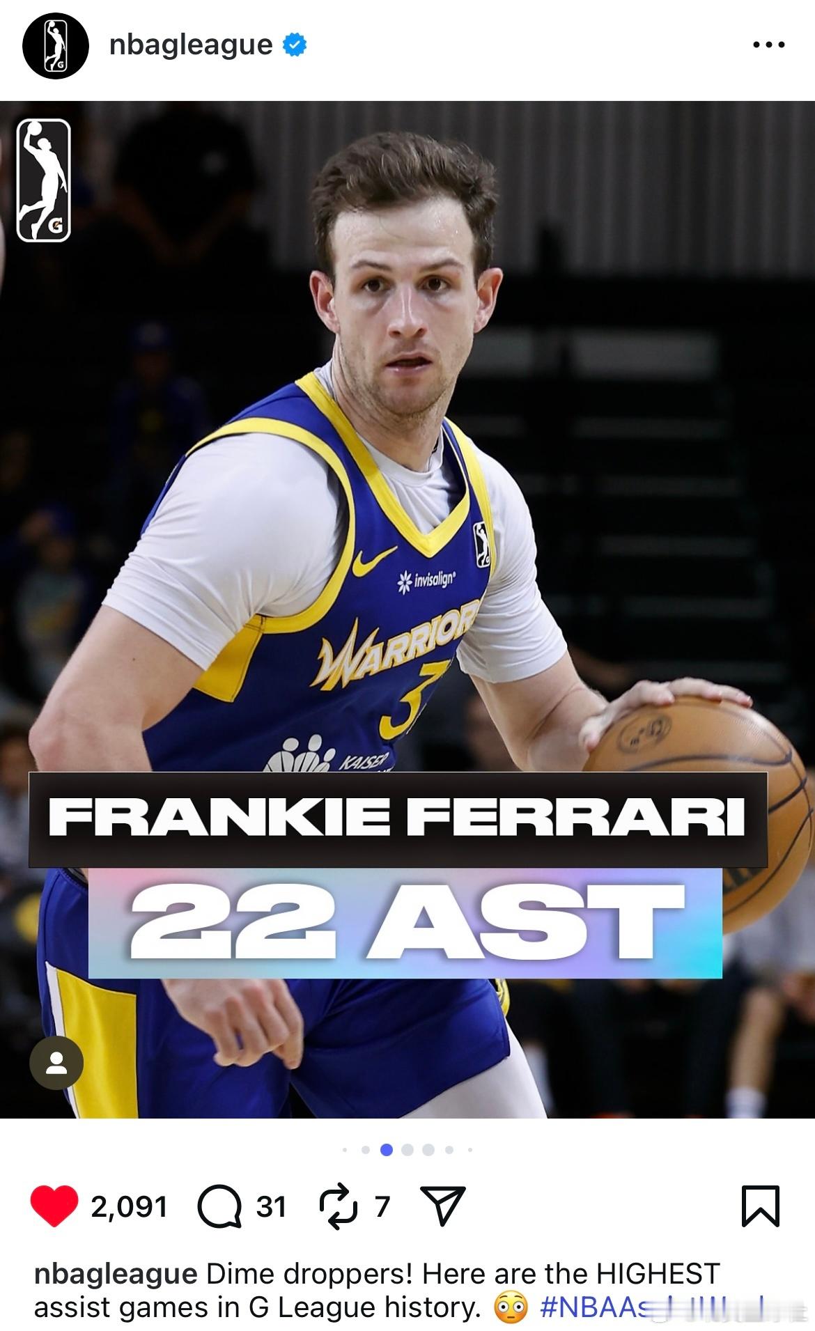 刚刚看到旧金山大学的助教兼球员发展教练Frankie居然是NBA发展联盟的单场助