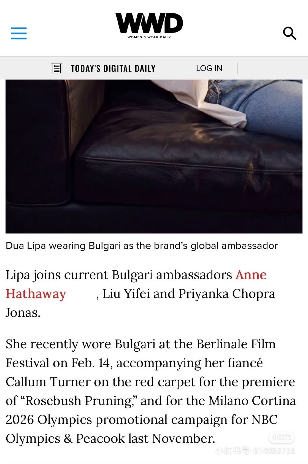 WWD官宣代言人带了两次刘亦菲了，Zdy好像到期了都没提，不可能不提她，而且LV