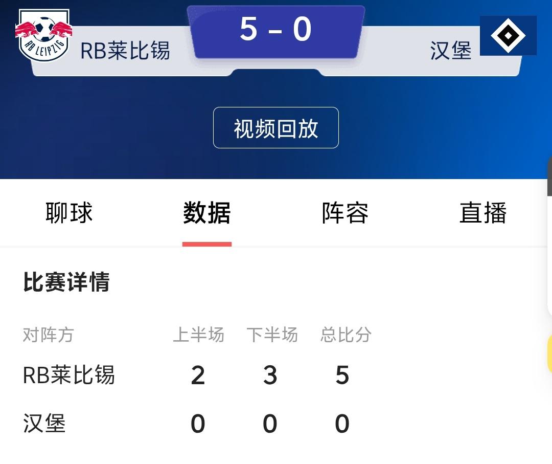 汉堡是不是还是不想留在德甲，今晚竟然客场0：5惨败莱比锡，如果汉堡一直提不起精气
