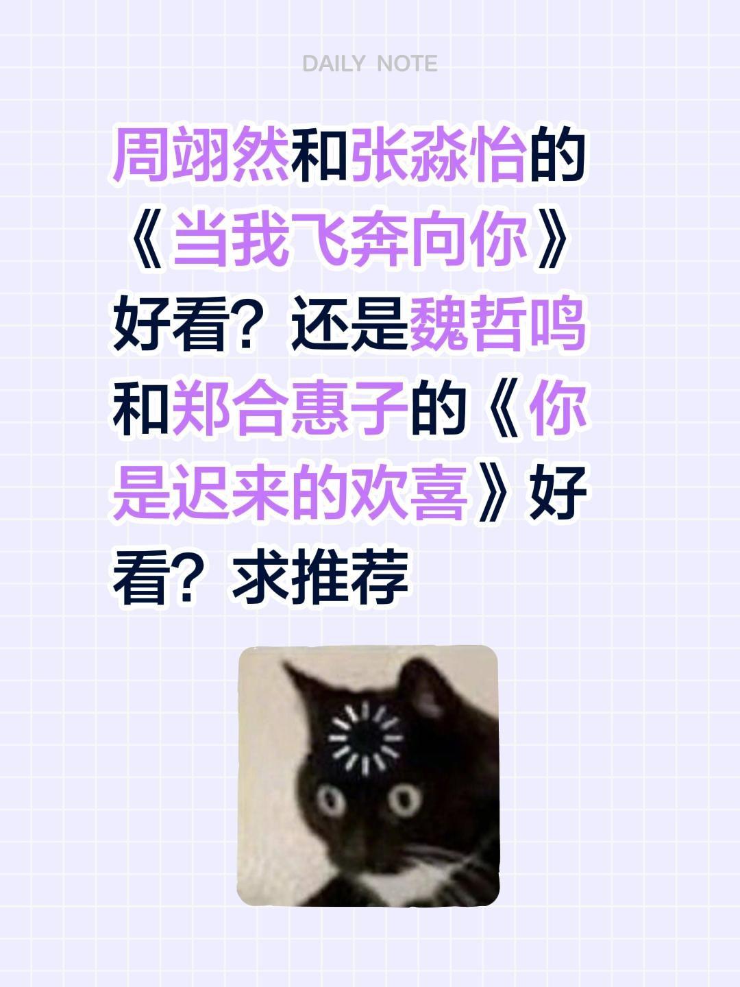 周翊然和张淼怡的《当我飞奔向你》好看？还是魏哲鸣和郑合惠子的《你是迟来的欢喜》好