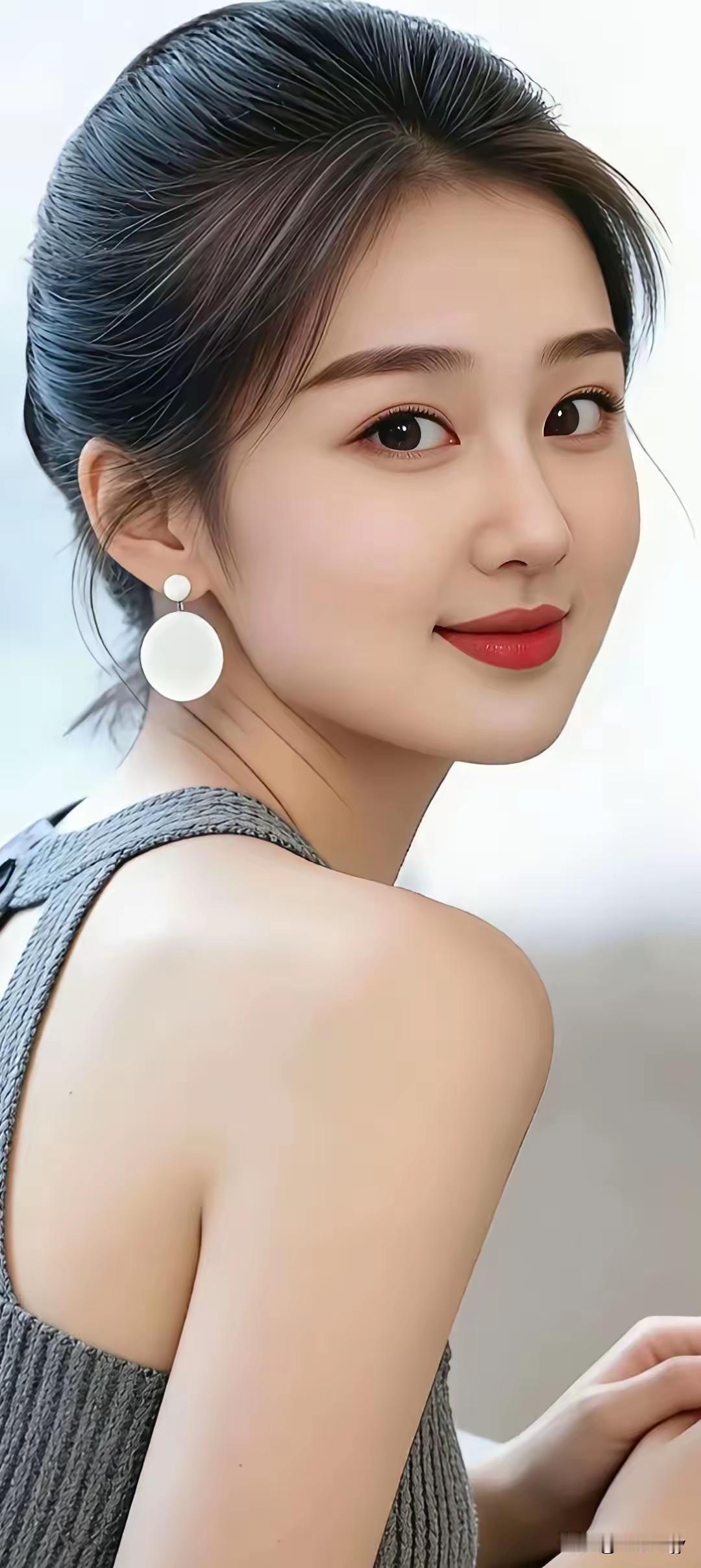 优雅气质，红唇白裙，惊艳一瞥！🍀🌹🌈