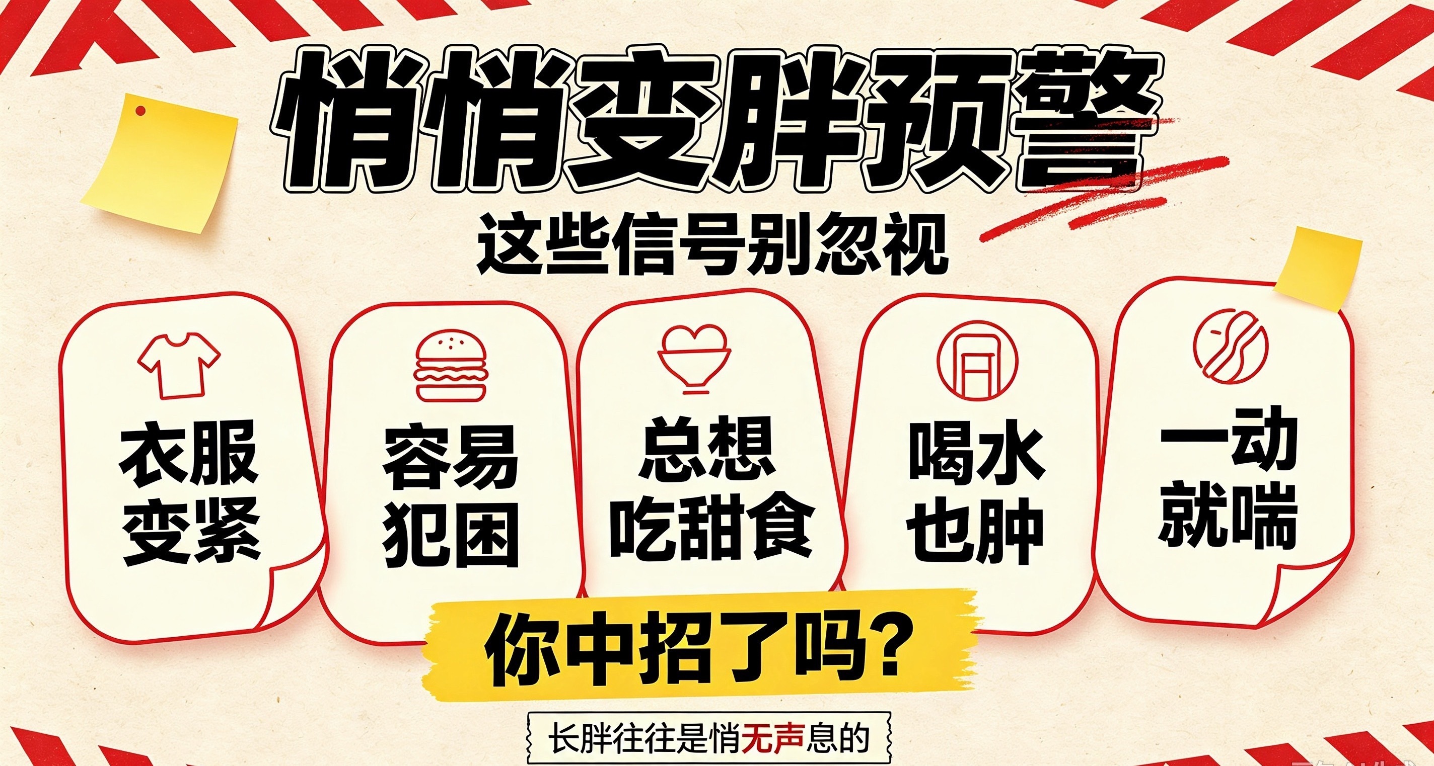 人胖的时候感受不到自己胖人长胖了有什么征兆很多人长胖都是悄无声息的，等反应过来的