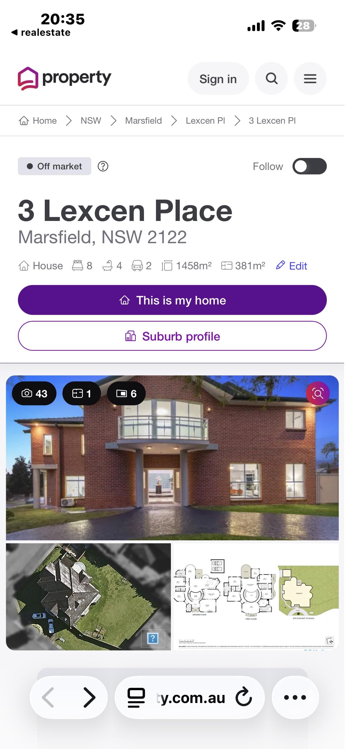 
这套3 Lexcen Place Marsfield，1458㎡土地、381㎡