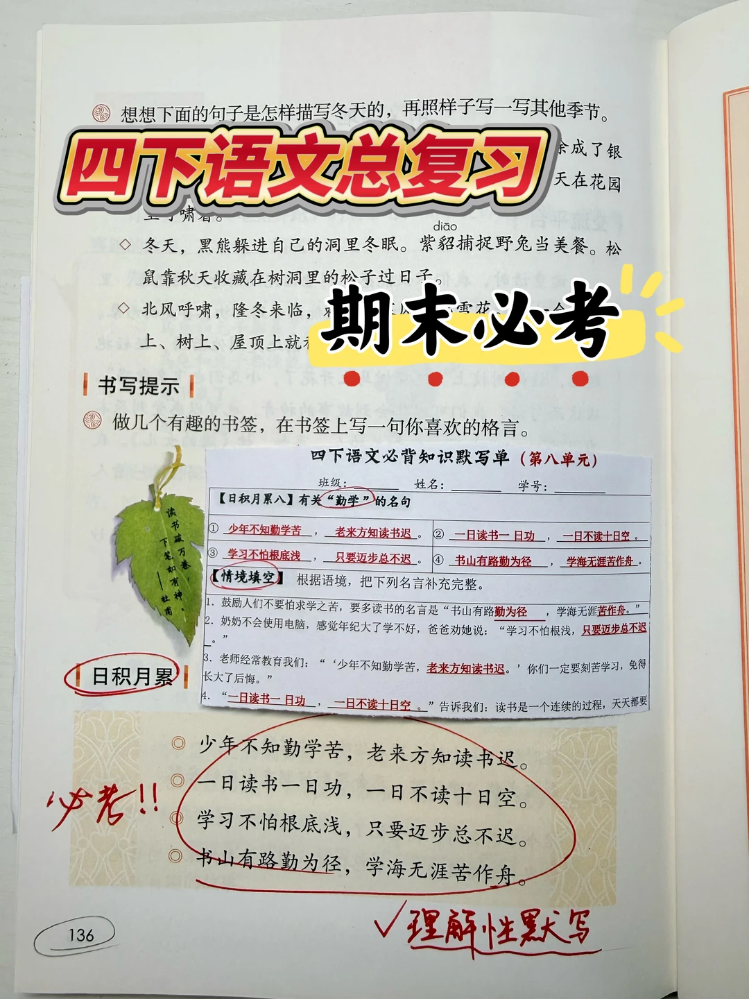 2026四年级下册语文期末考点划重点