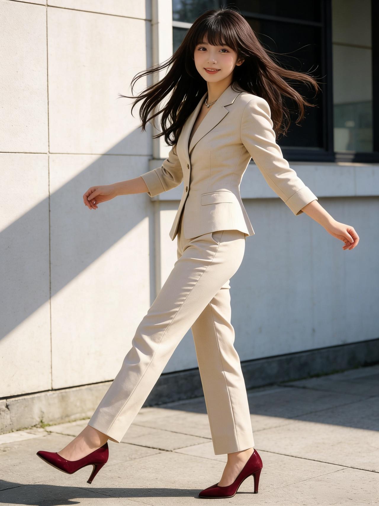 一曲歌罢，笑意仍挂在眉梢。她随手拾起路边一枝开得正好的野杏花，粉白的花瓣娇嫩可爱