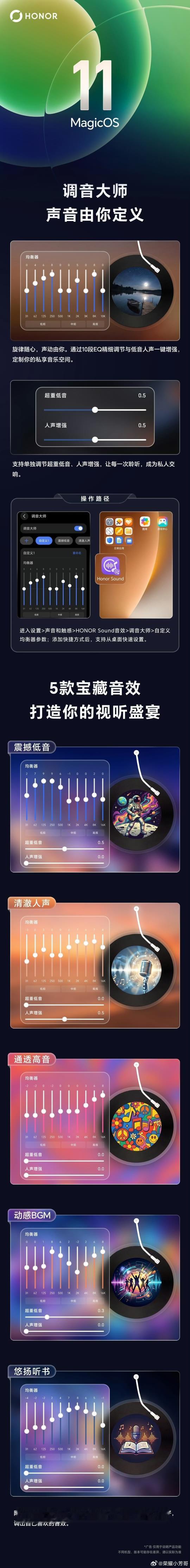 【荣耀 MagicOS 11“调音大师”功能上线：支持 10 段 EQ 精细调节