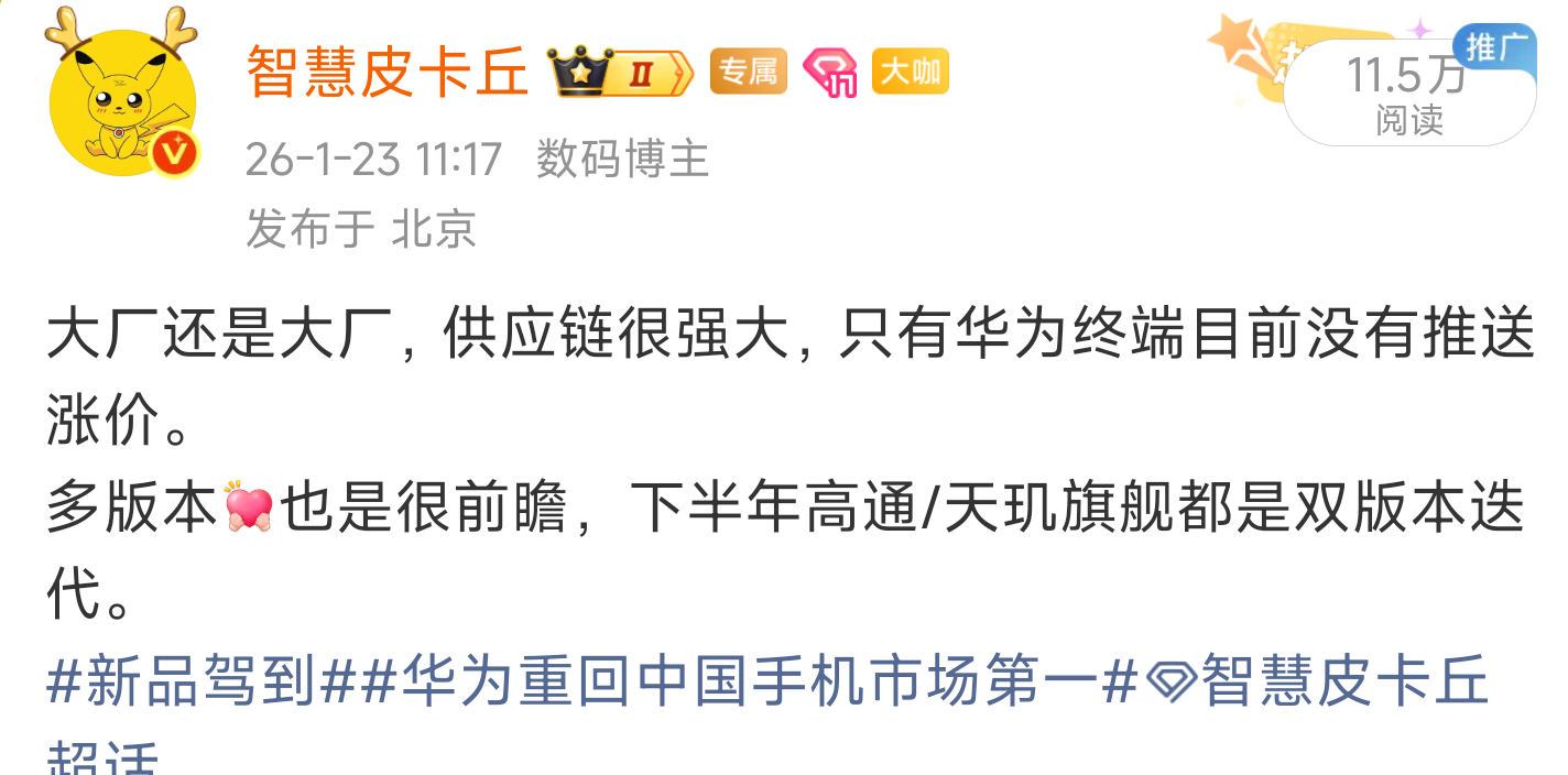 苹果/麒麟/高通/天玑，下半年迭代全部上双芯/三芯线。月底发布三星S26的高通超