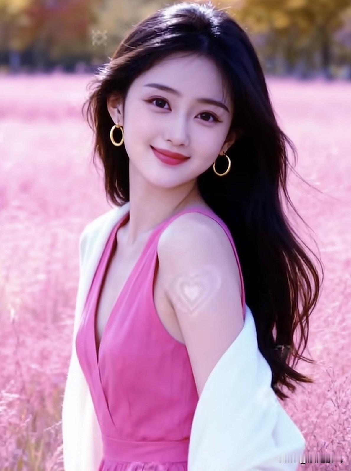 粉嫩少女心，甜美笑容，花海中的仙子花海少女感 花海少女照 紫色花海少女 花海少女