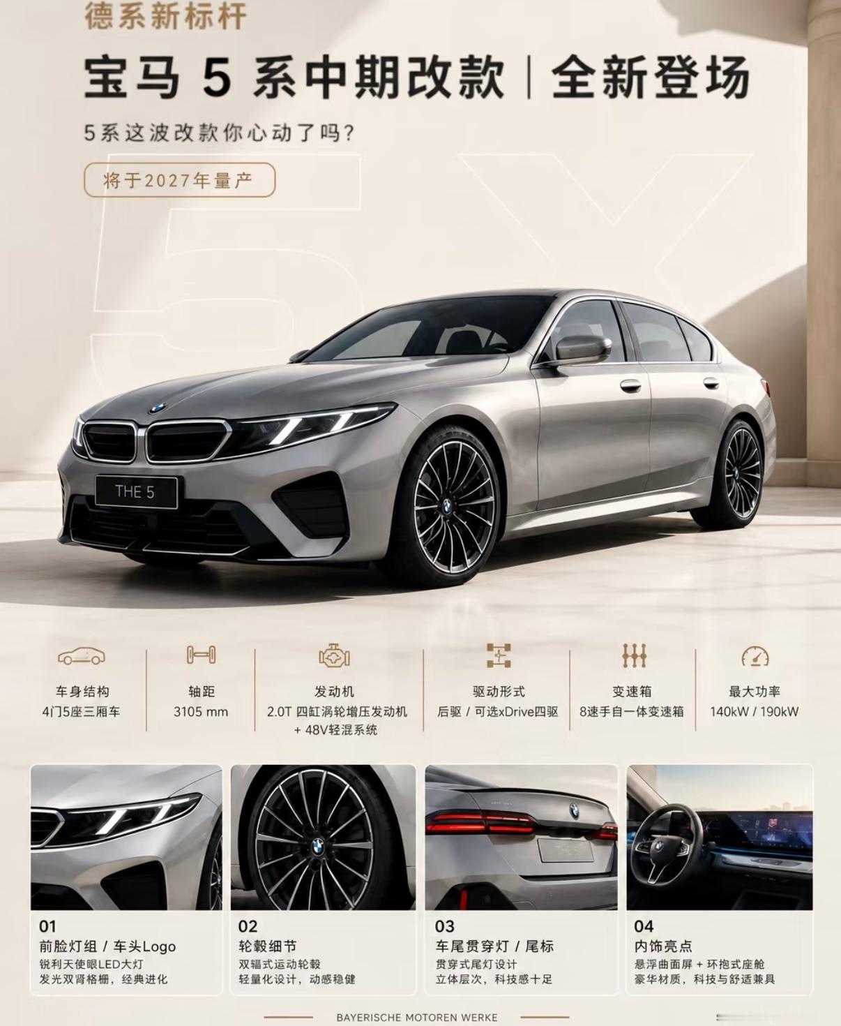 宝马要这么做新5系吗这不改回上一代了但就算这样 也比现款好看 真的BBA现在状态
