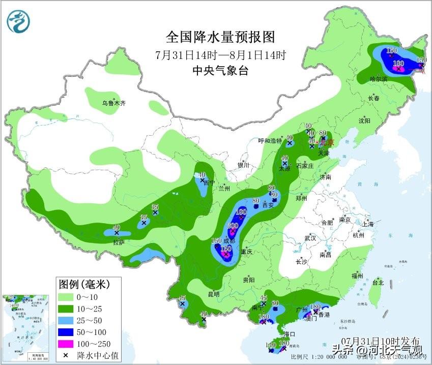 【京津冀强降雨继续】昨天下午到夜间，我省西部和偏东南地区出现了较强降水，相较于预