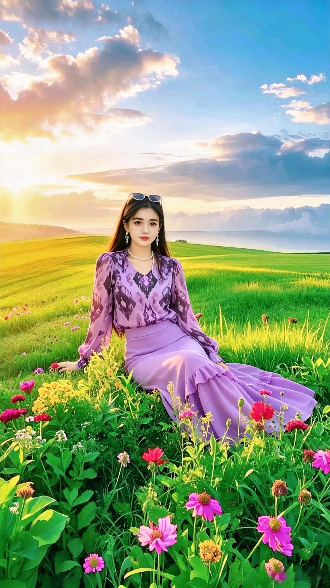 “花海中的浪漫时光，与自然共舞”🌸🌿🌞
花海少女感 
温柔粉色花海 
花海