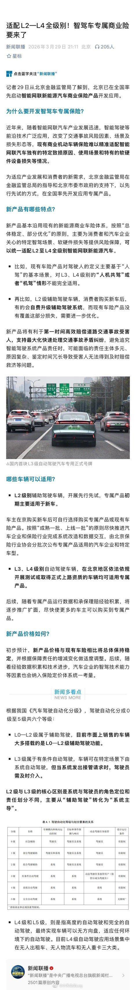 大众9X智能辅助驾驶跻身第一梯队北京在全国率先启动了智能网联汽车的专属保险开发。