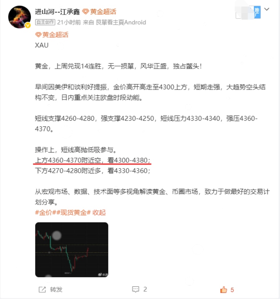 黄金 洞察行情千里路，随心指处尽黄金！状态拉满，指哪打哪，黄金15连胜！4370