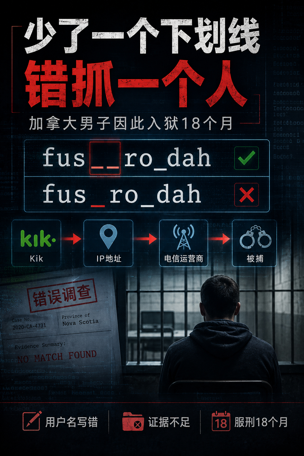 加拿大男子因一个下划线错误入狱18个月，上诉法院撤销定罪加拿大新斯科舍省近日发生