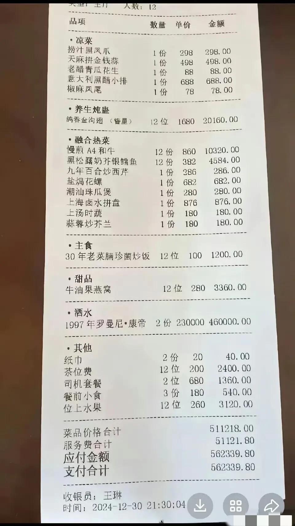 一辈子挣得，不够别人一顿饭钱 ​