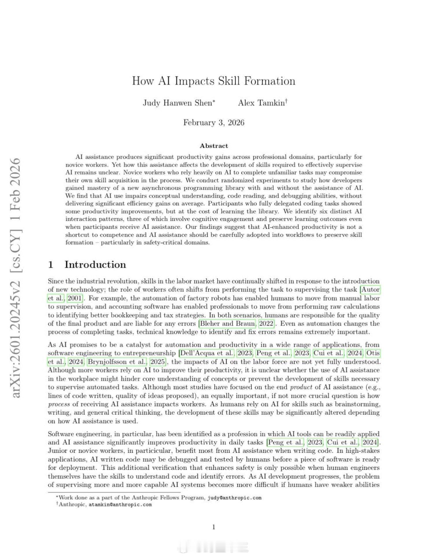 a股 《AI 如何影响技能养成》Anthropic 研究人员刚刚证实，利用 AI