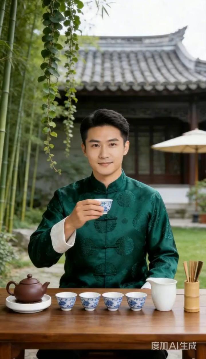看到一个人喝茶，那韵味一下就上来了。想象一下，一个穿着正式西装、打着领带的主管老