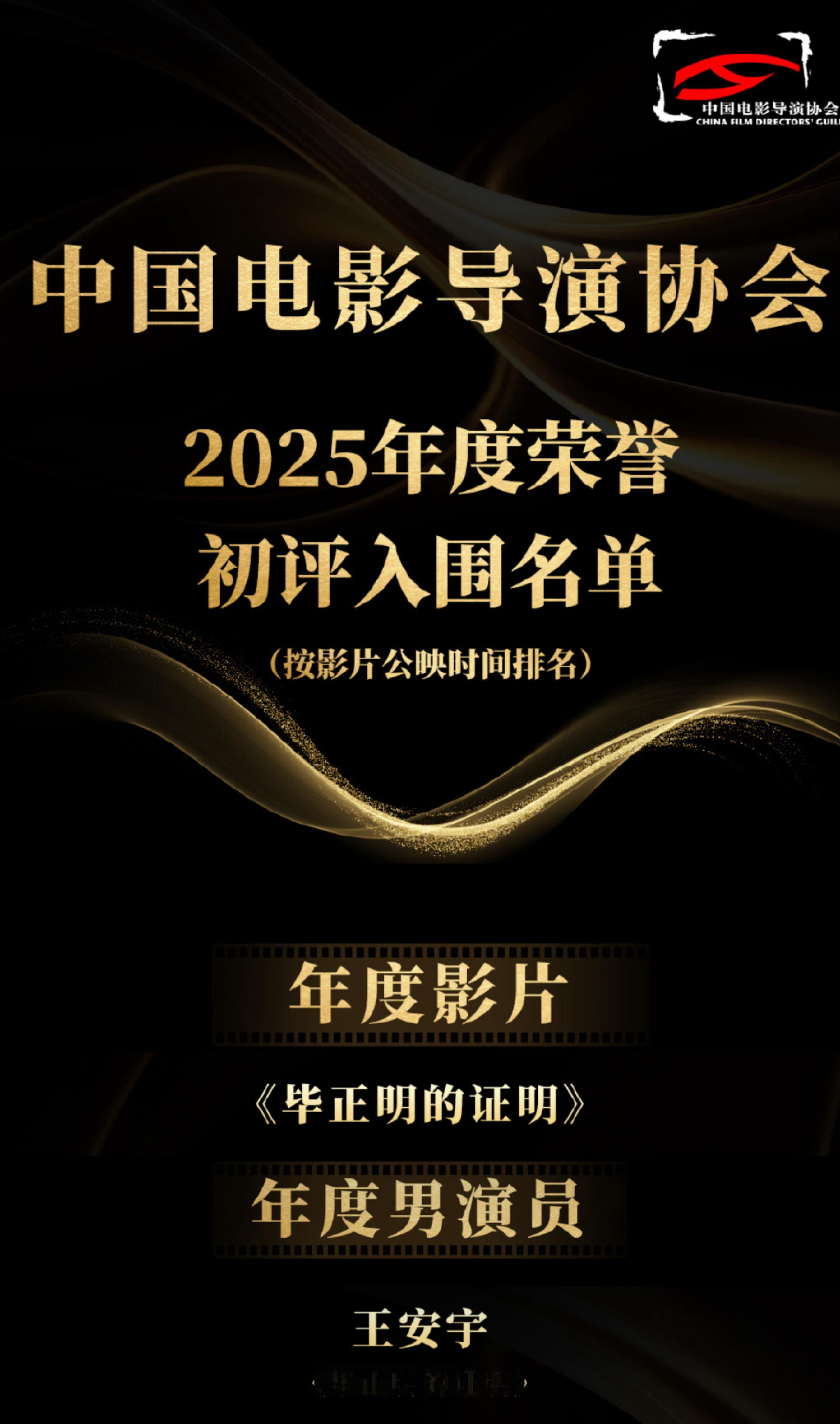 王安宇凭借毕正明的证明入围了导协年度男演员。作为95新人电影生，很厉害