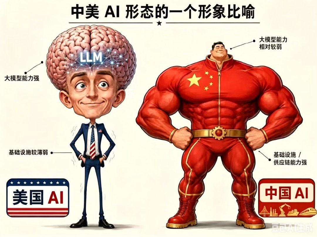 中美AI对比，太形象了。 