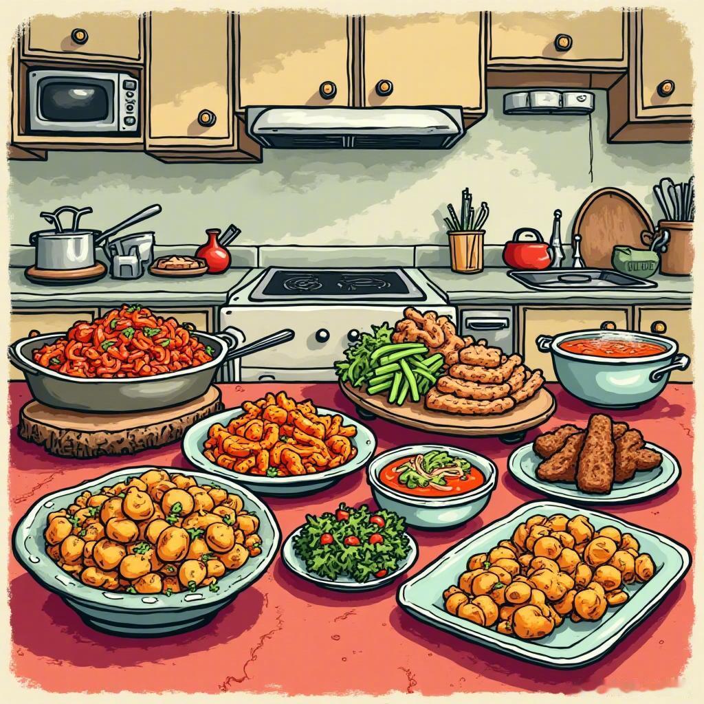 厨房的温暖气息弥漫，家常菜的香气令人陶醉，仿佛时光倒流回童年，回忆中的味道依然鲜