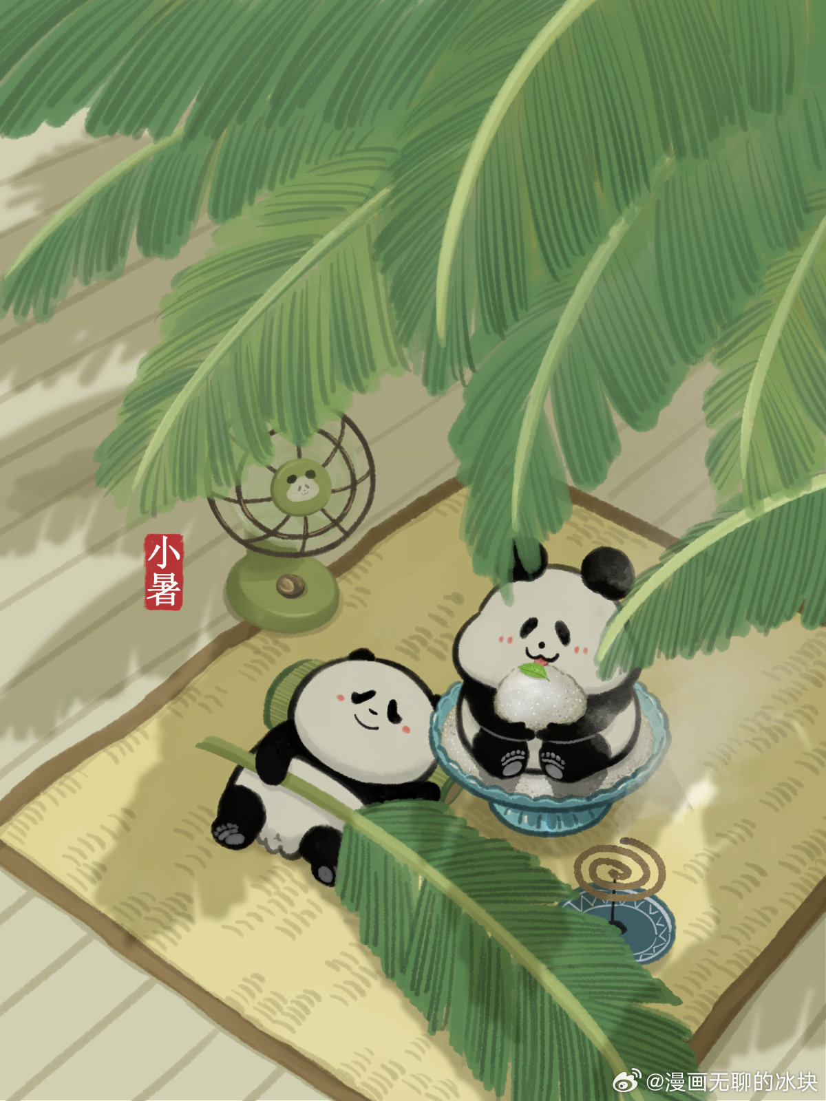 芭蕉轻摇藏静逸，冰浆浅尝纳新凉～小暑手机壁纸奇思和圆宝