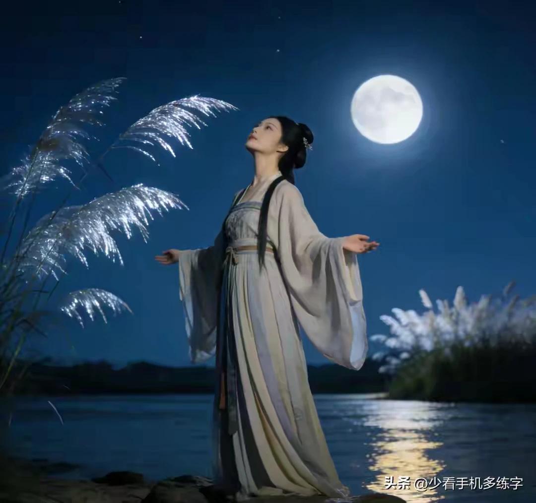 上联：玉盘浮水风起皱
下联：月移竹影梦无痕