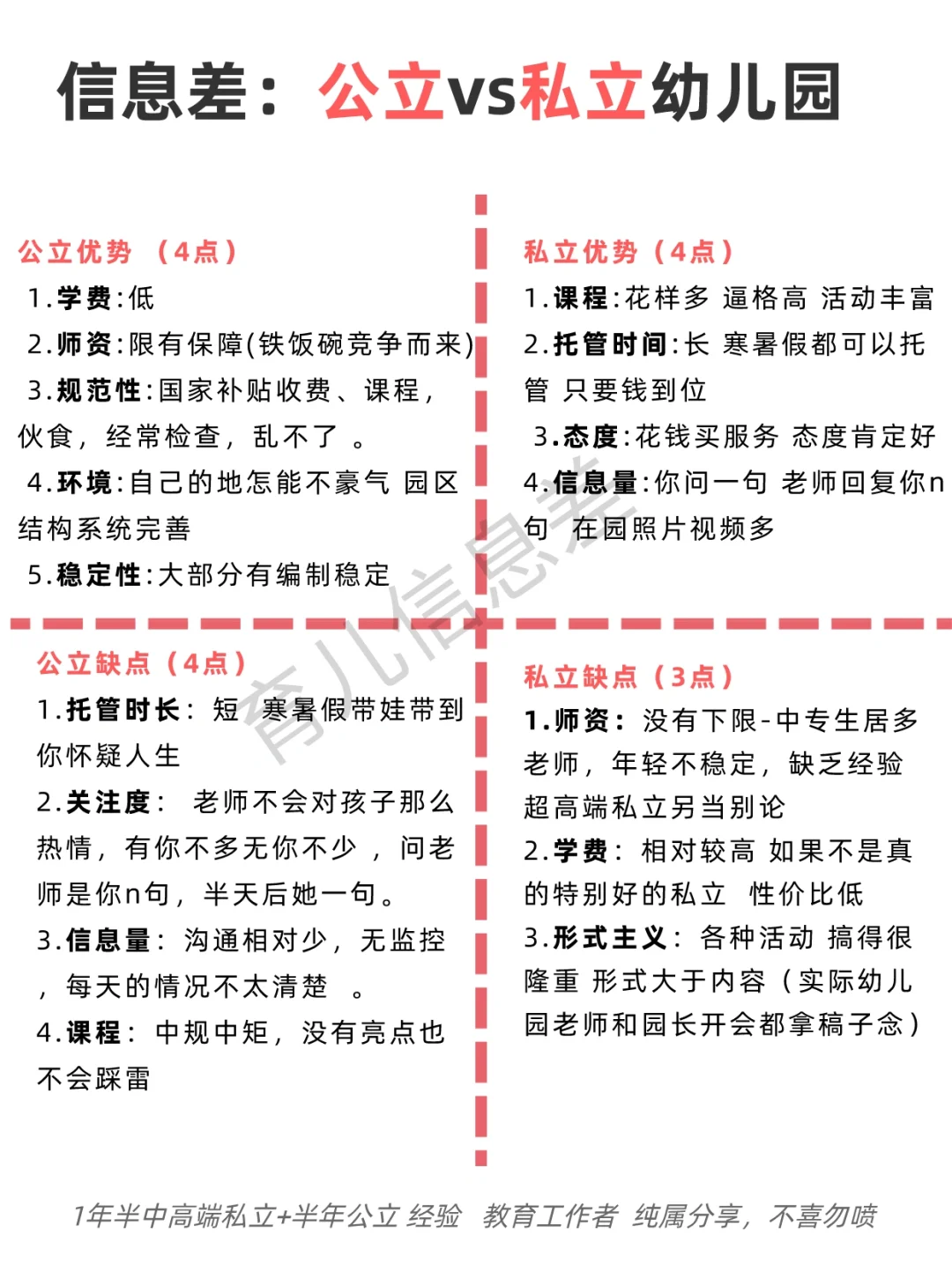 私立vs公立幼儿园 残酷 但很真实