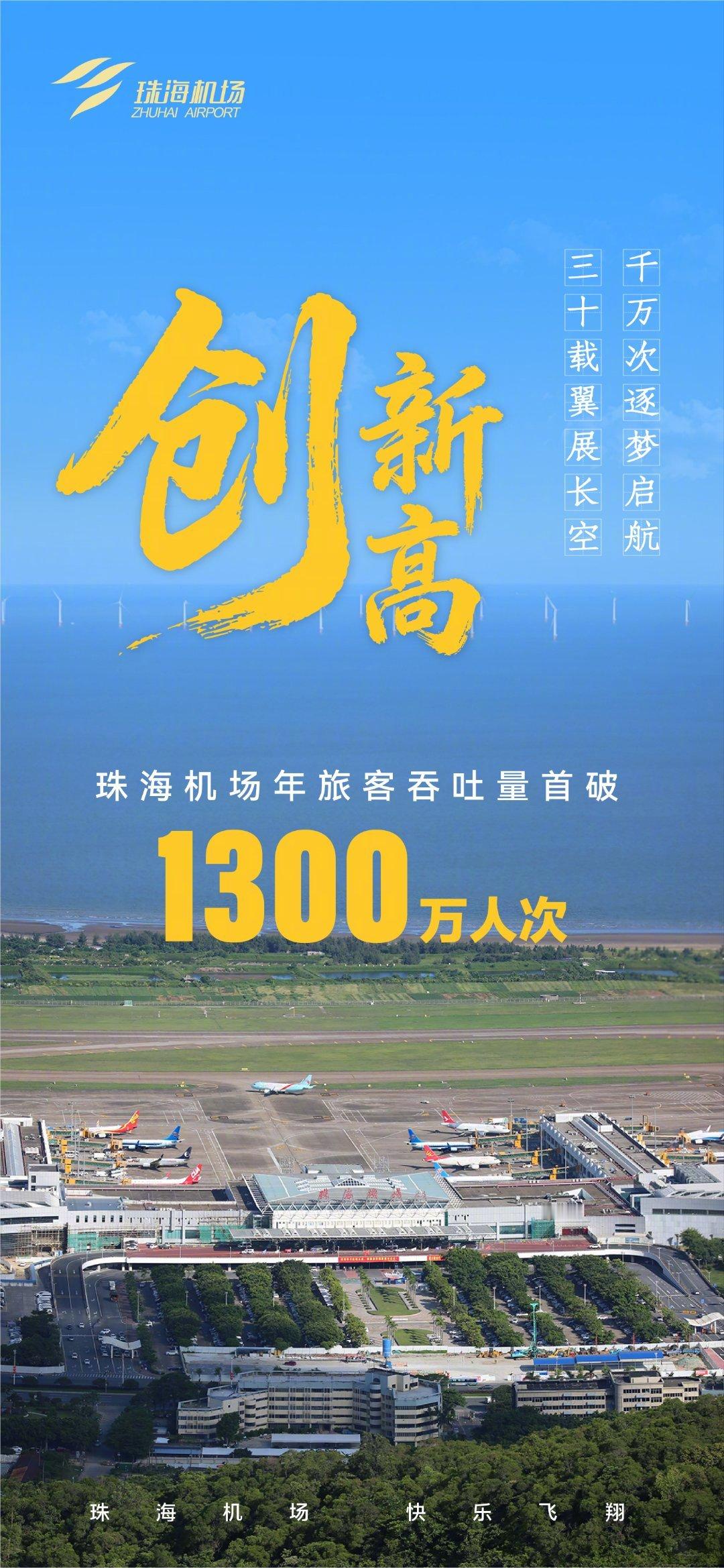 航空君航空科普 2025年12月25日，珠海机场年旅客吞吐量首次突破1300万人