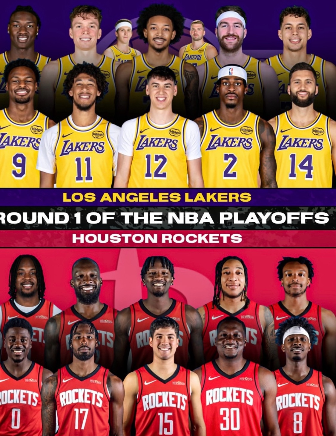 Polymarket预测湖人以4-3淘汰火箭概率为14%。 