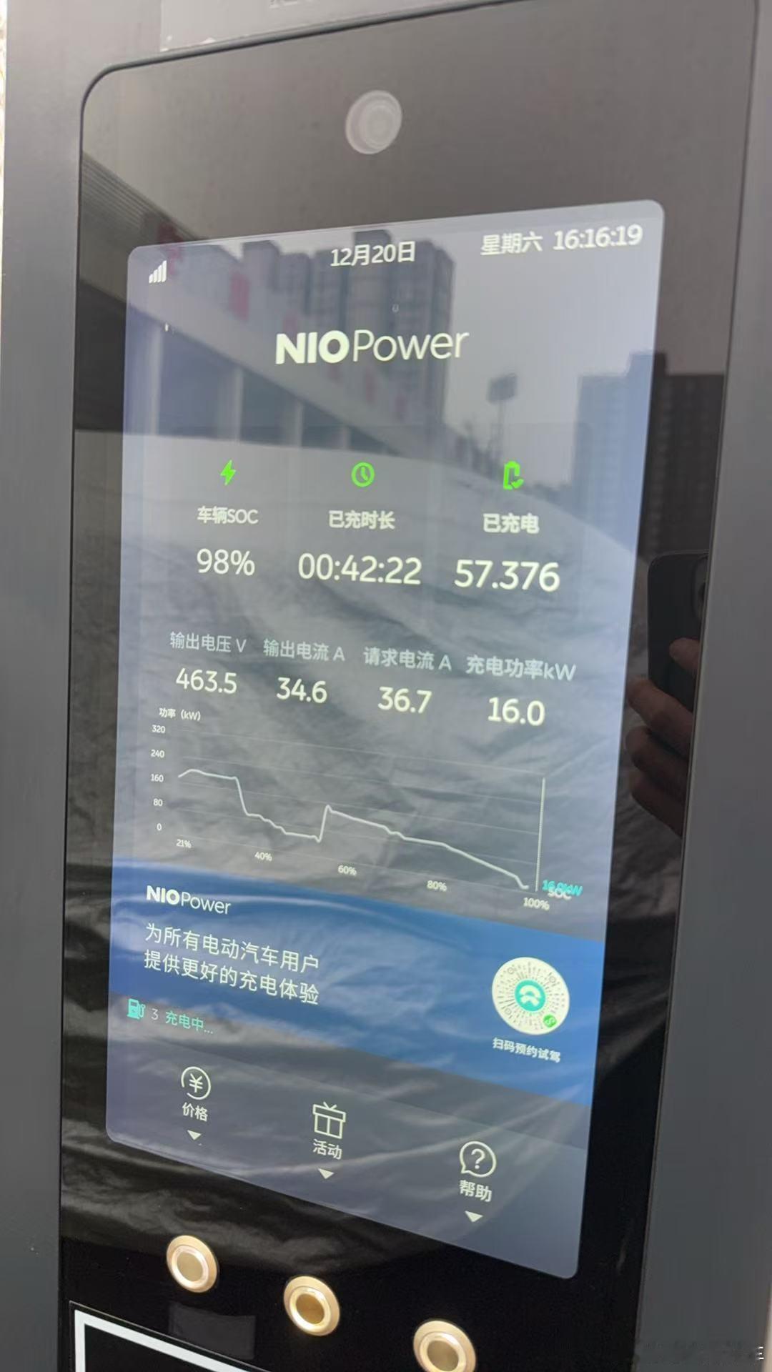 接下来这台大车依旧热度满满，从桩屏幕看应该是400V平台，峰值功率跑到了200k