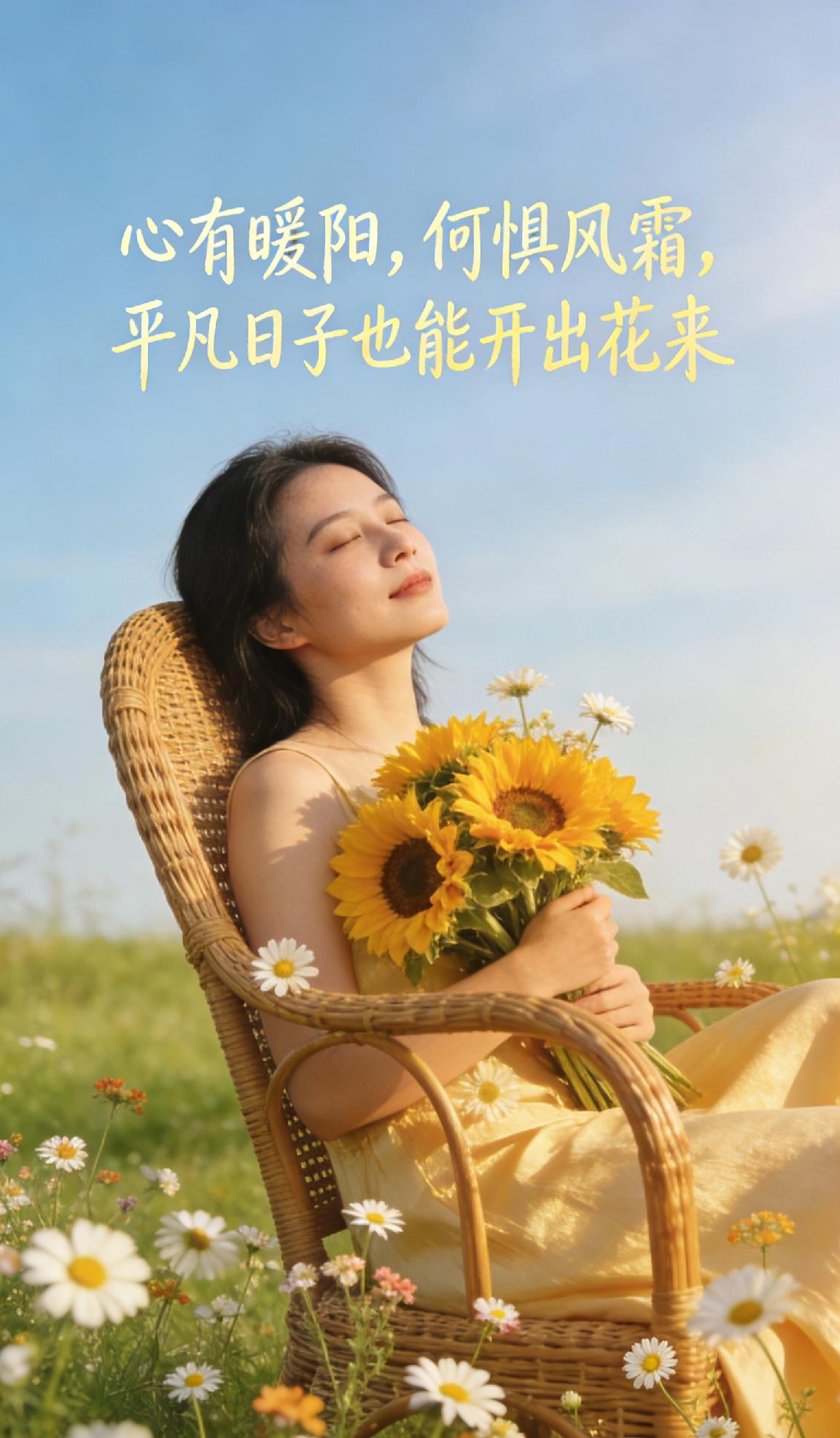 1. 日子清欢，万事尽心，不慌不忙，便是圆满。
​
2. 心有暖阳，何惧风霜，平