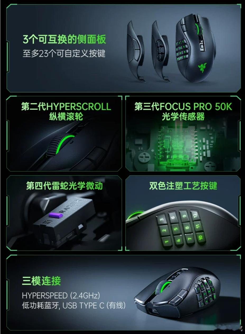 雷蛇新一代手雷鼠/电话鼠来了，传感器升级到Focus Pro 50K，重量减到1