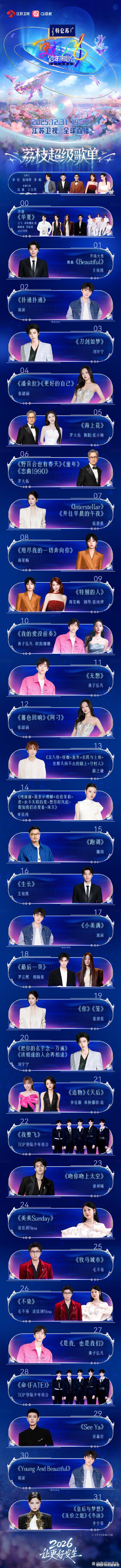 江苏卫视跨年节目单2026江苏卫视跨年演唱会节目单公开啦！ 