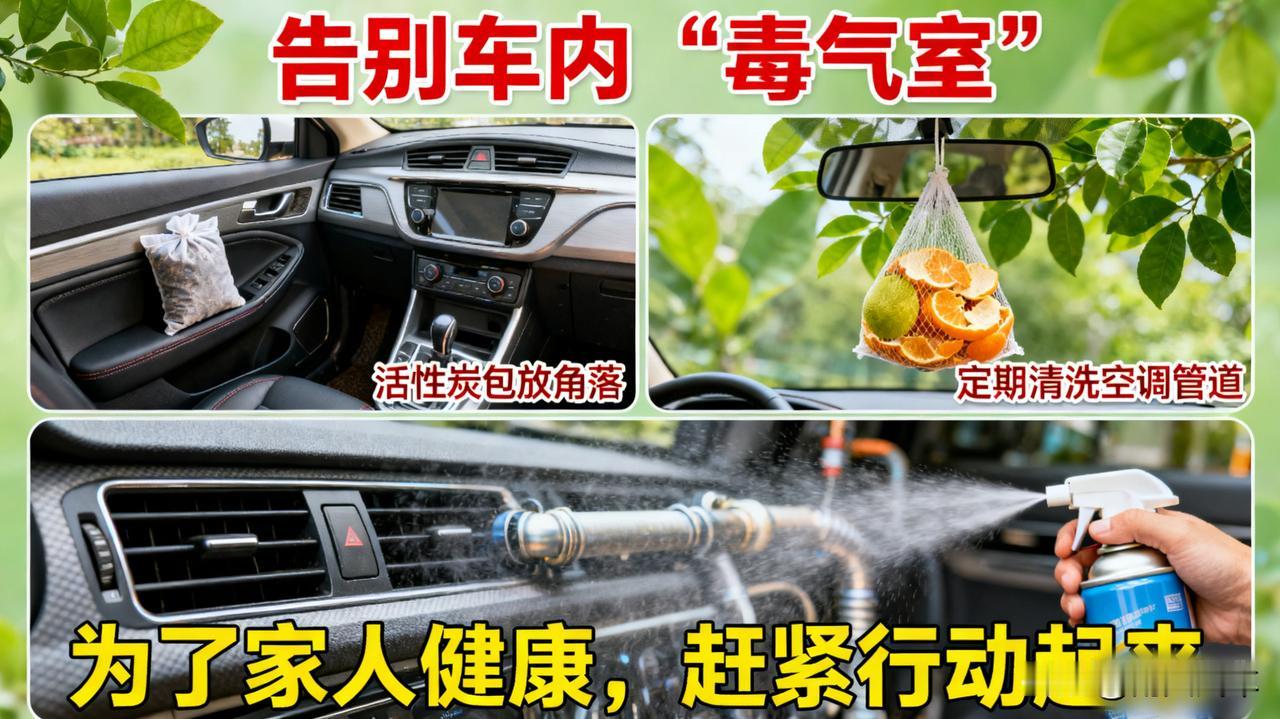 车内异味大？别只会通风，这三个除味妙招快收好！

1. 活性炭包放角落 2. 柚
