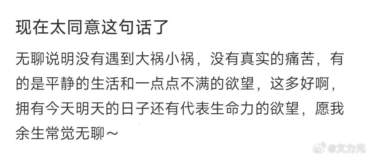 无聊的日子才是好日子，之前不是有句歌词说过嘛，平平淡淡才是真。 所以有时候平凡无