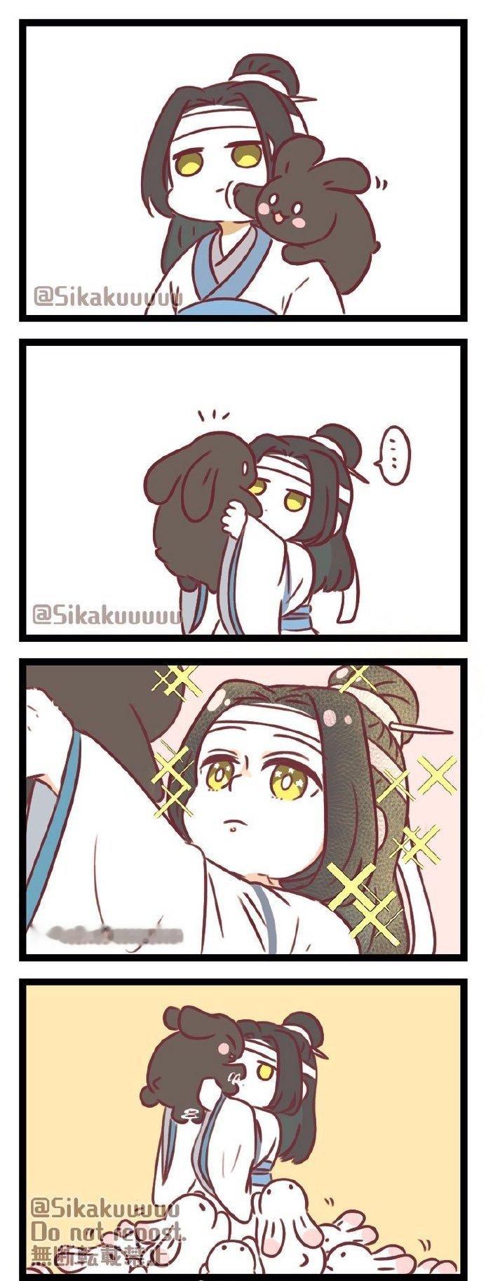 魔道祖师  二次元条漫  爱屋及乌，蓝湛对小黑兔情有独钟[哇]x：sikakuu