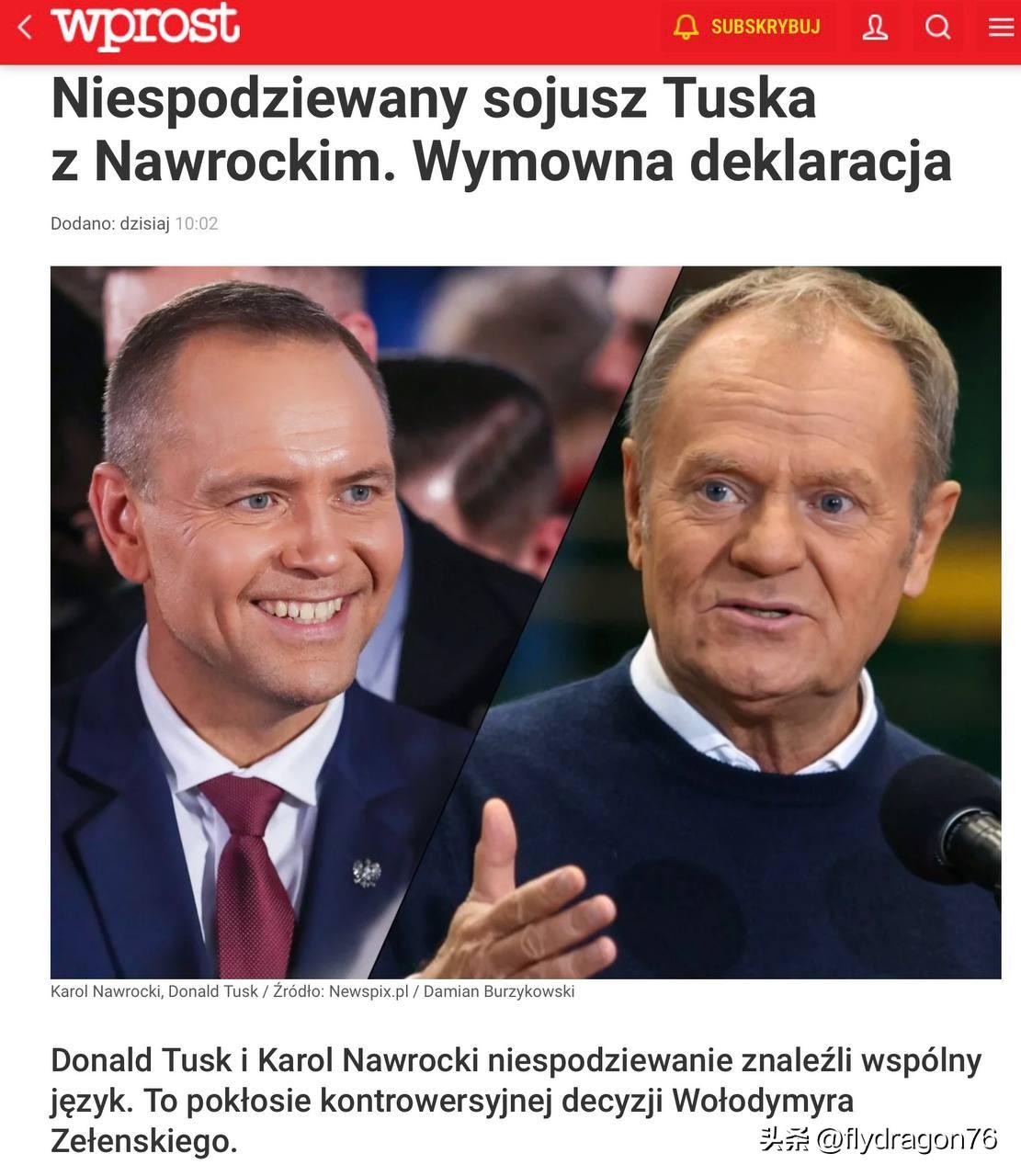 🇵🇱波兰杂志《Wprost》报道了纳夫罗茨基（Nawrocki）总统与图斯克
