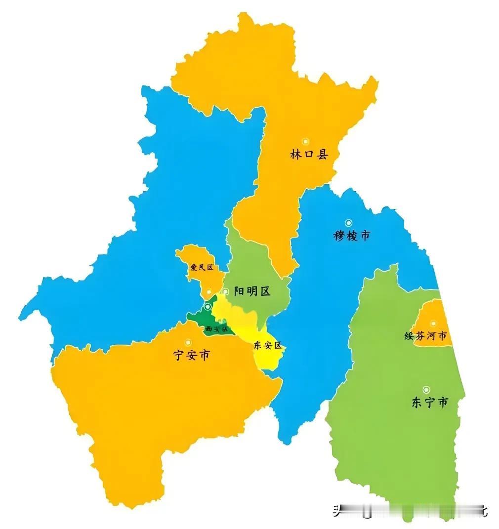 牡丹江市各区县（市）面积
1.东安区             581平方公里
2