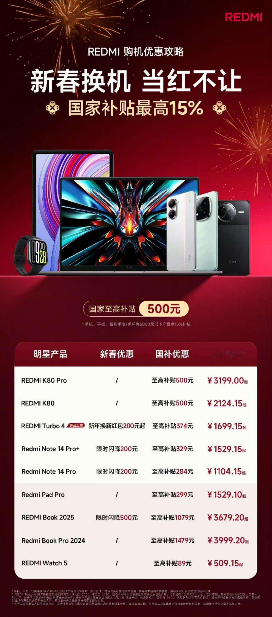 REDMI 国补，了解下[老师好]  