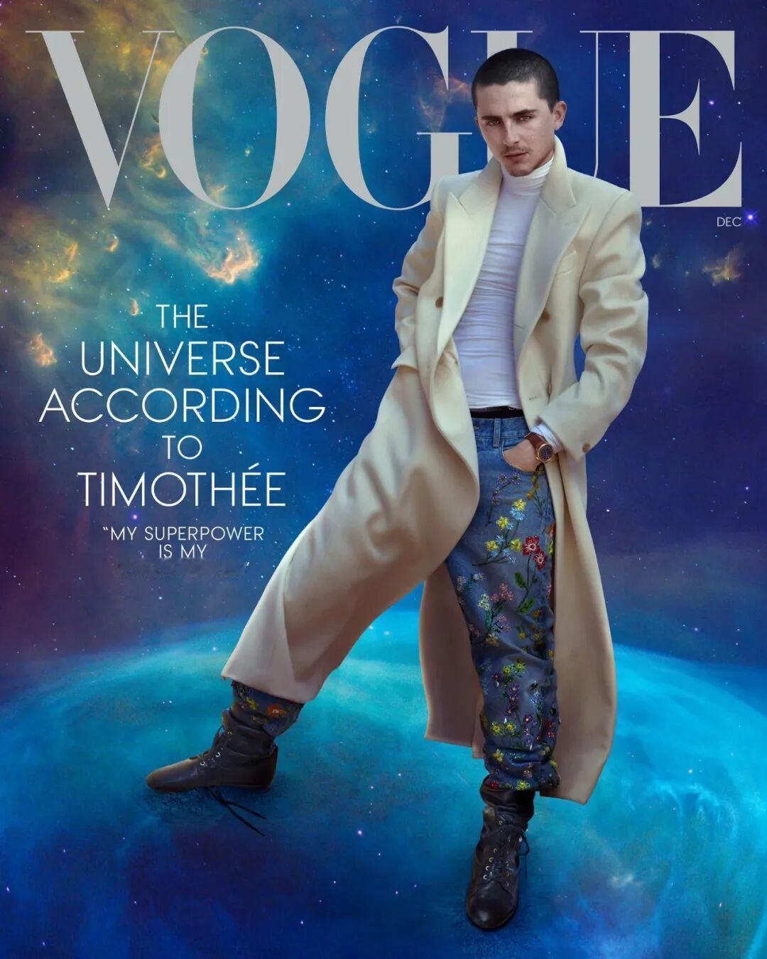 最近，Timothée Chalamet 登上美国版《VOGUE》2025年12