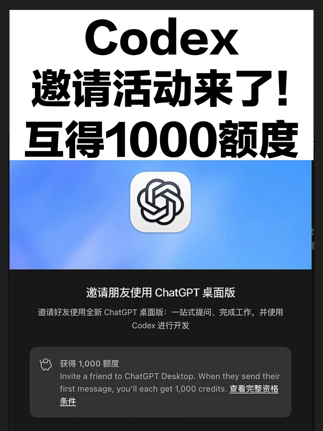 Codex又搞邀请活动，评论区互助走起